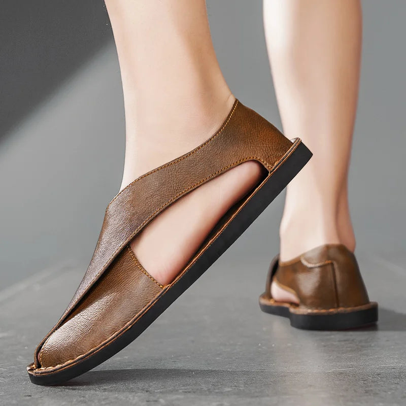 Arnelio Italian Calfskin Crossover Sandals – Premium Leather Summer Wear