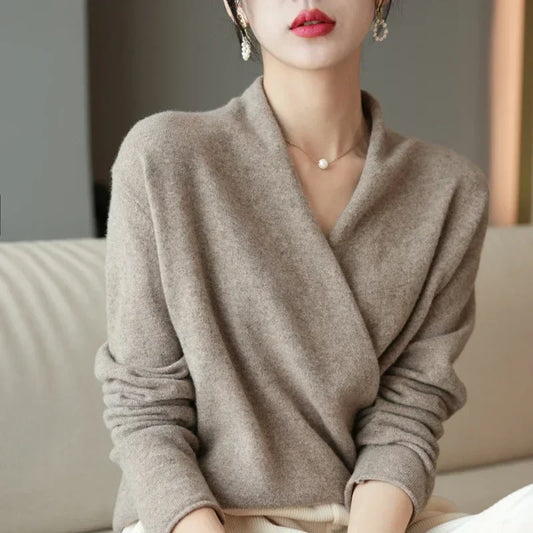Clara Wool V-Neck Sweater – Refined Knitwear for Timeless Layering