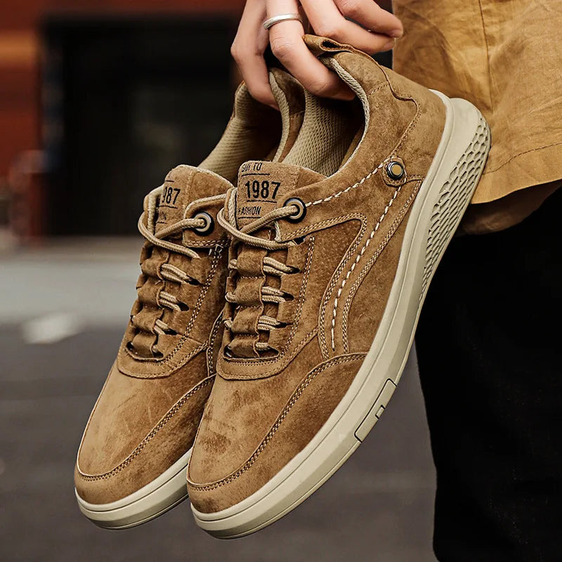 Uriel Men’s Shoes – Suede Leather Trainer with Cushioned Comfort