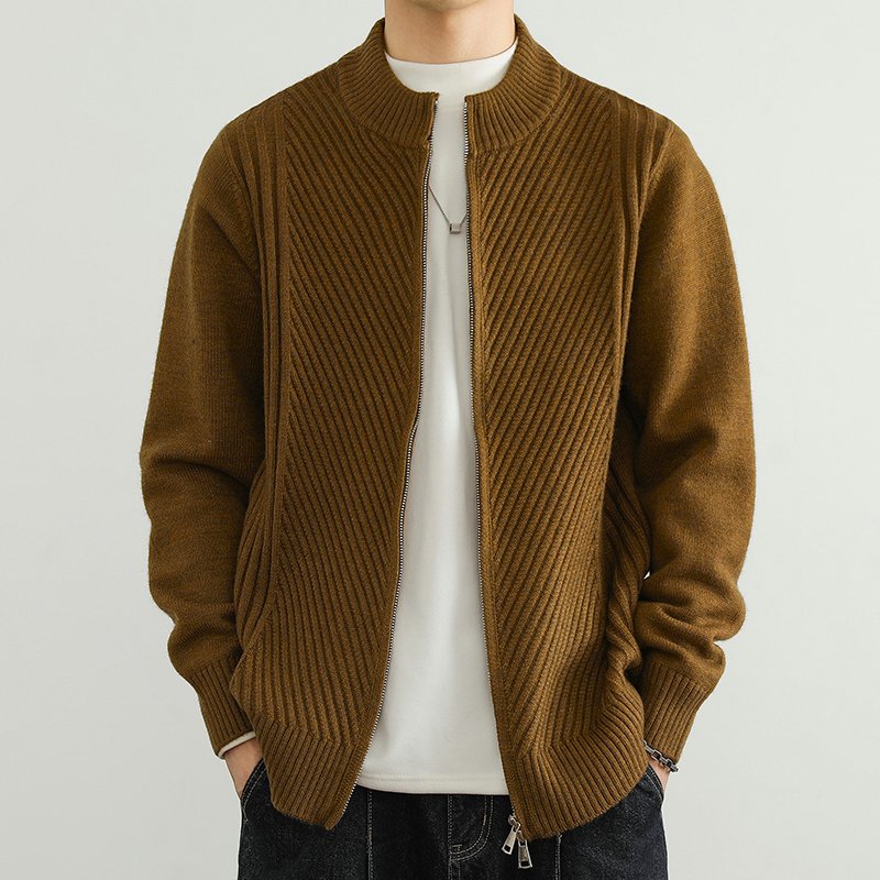 Alvir Men’s Sweater – Cashmere Blend Zip-Up Cardigan