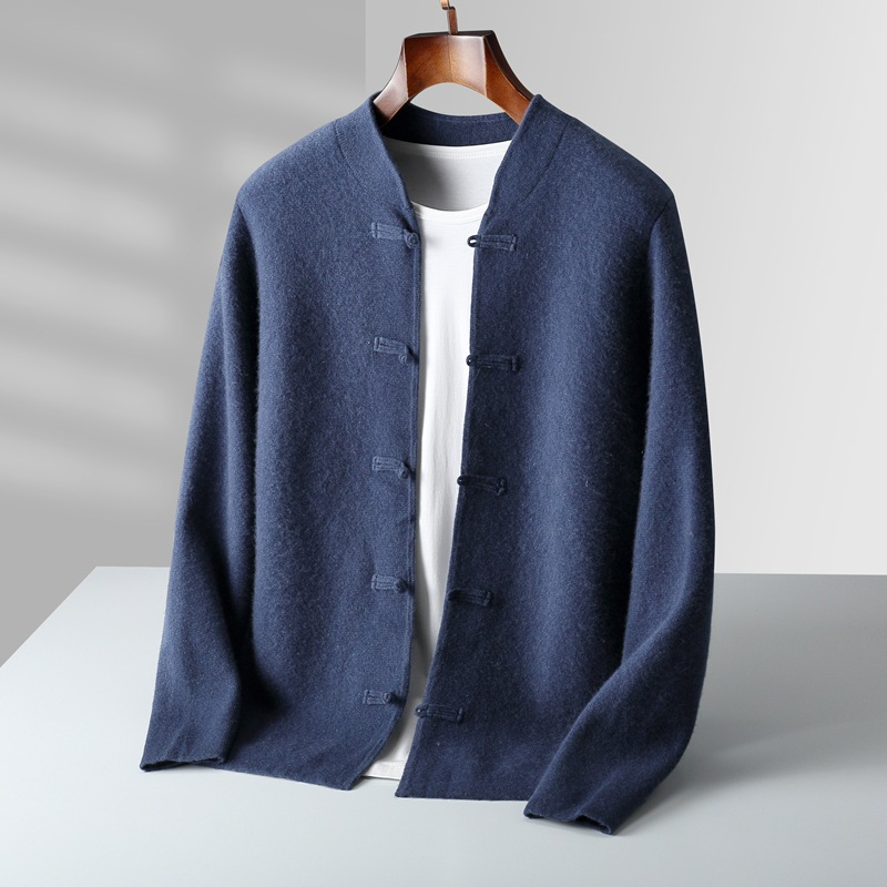Kenji Men’s Cashmere Cardigan – Hand-Knit with Japanese Loop Fastening