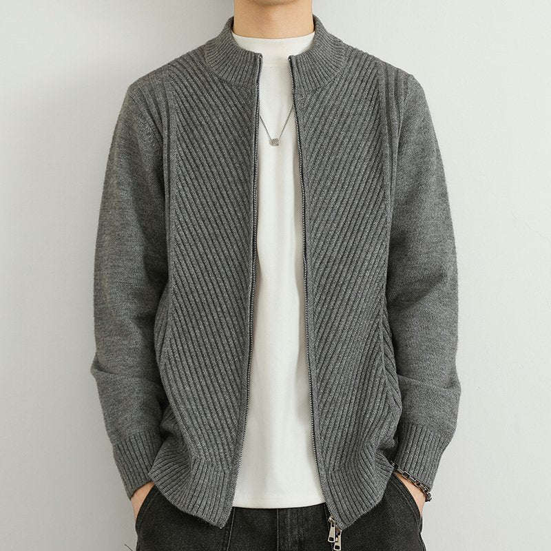 Alvir Men’s Sweater – Cashmere Blend Zip-Up Cardigan