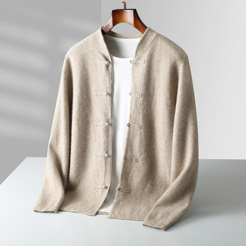 Kenji Men’s Cashmere Cardigan – Hand-Knit with Japanese Loop Fastening