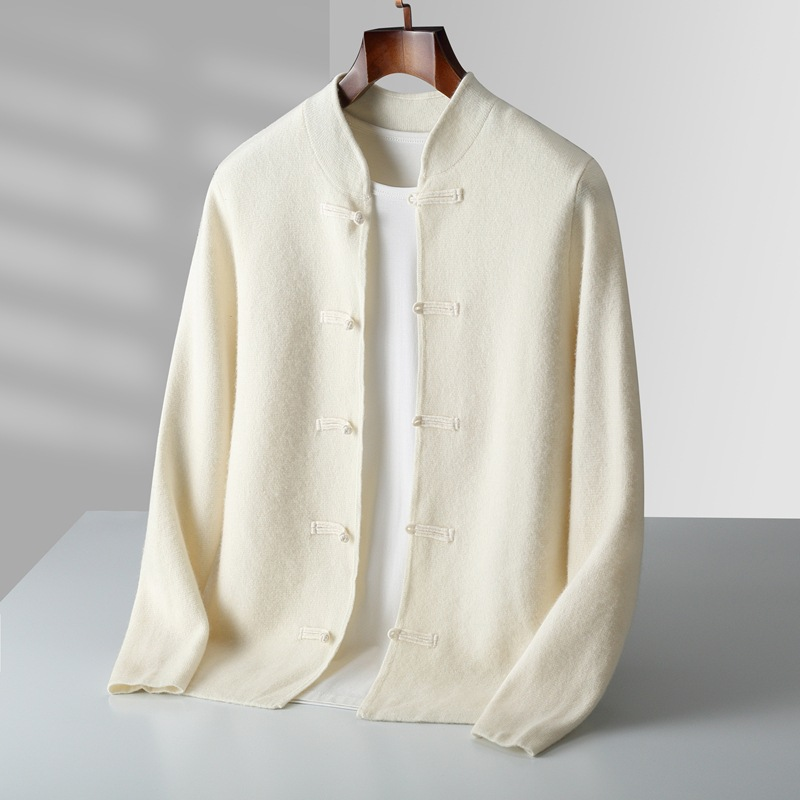 Kenji Men’s Cashmere Cardigan – Hand-Knit with Japanese Loop Fastening