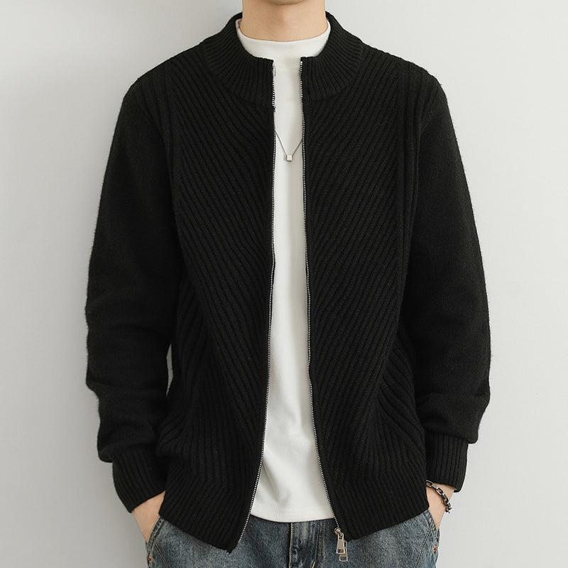 Alvir Men’s Sweater – Cashmere Blend Zip-Up Cardigan