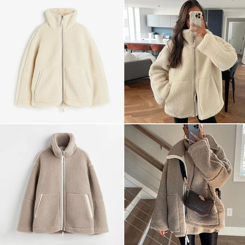 Odette Women’s Wool Jacket – Oversized Lambswool Knit with High Collar
