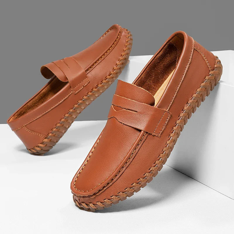 Valentino Men’s Leather Loafers – Cushioned Comfort Slip-On Shoes