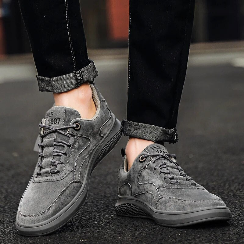 Uriel Men’s Shoes – Suede Leather Trainer with Cushioned Comfort