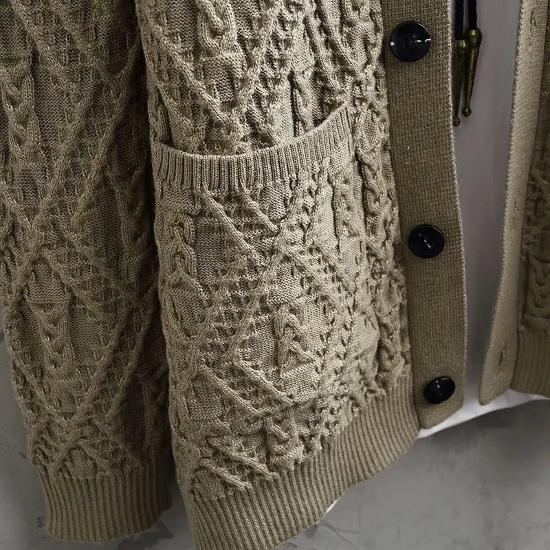 Marcus Men’s Cable Knit Cardigan – Cotton Blend Button-Up Cardigan