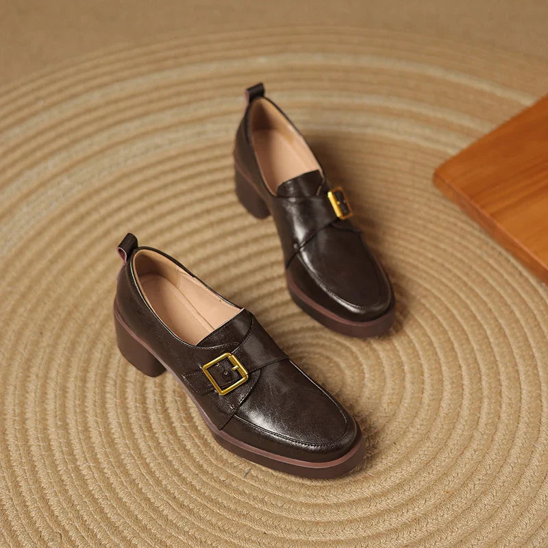 Cameron Women’s Loafers – Italian Leather Buckle Dress Shoes