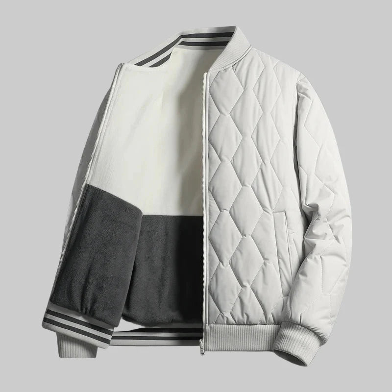 Álvaro Men’s Quilted Bomber Jacket – Contrast Panel Structured Fit Jacket