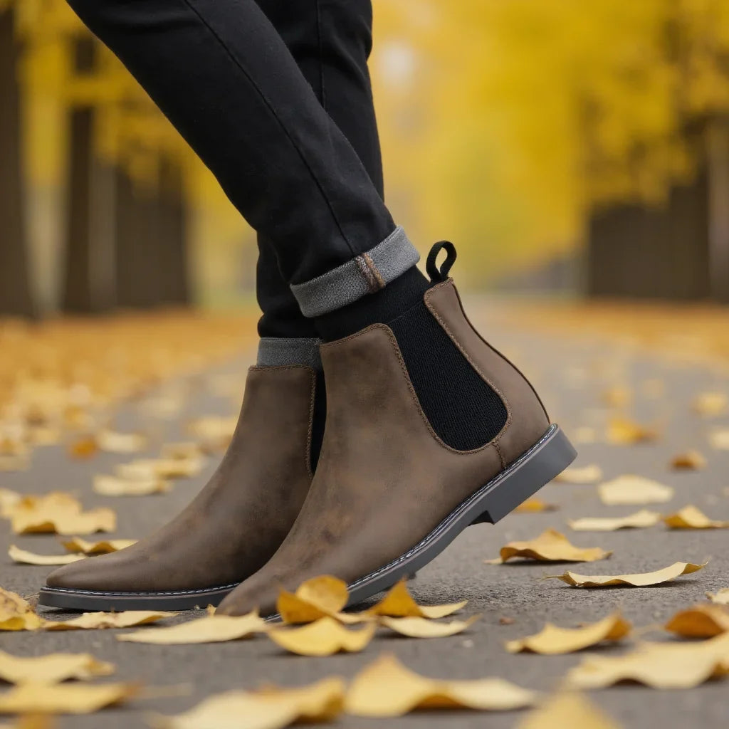 Francesco Men’s Leather Chelsea Boots – Full-Grain Leather with Cushioned Insole