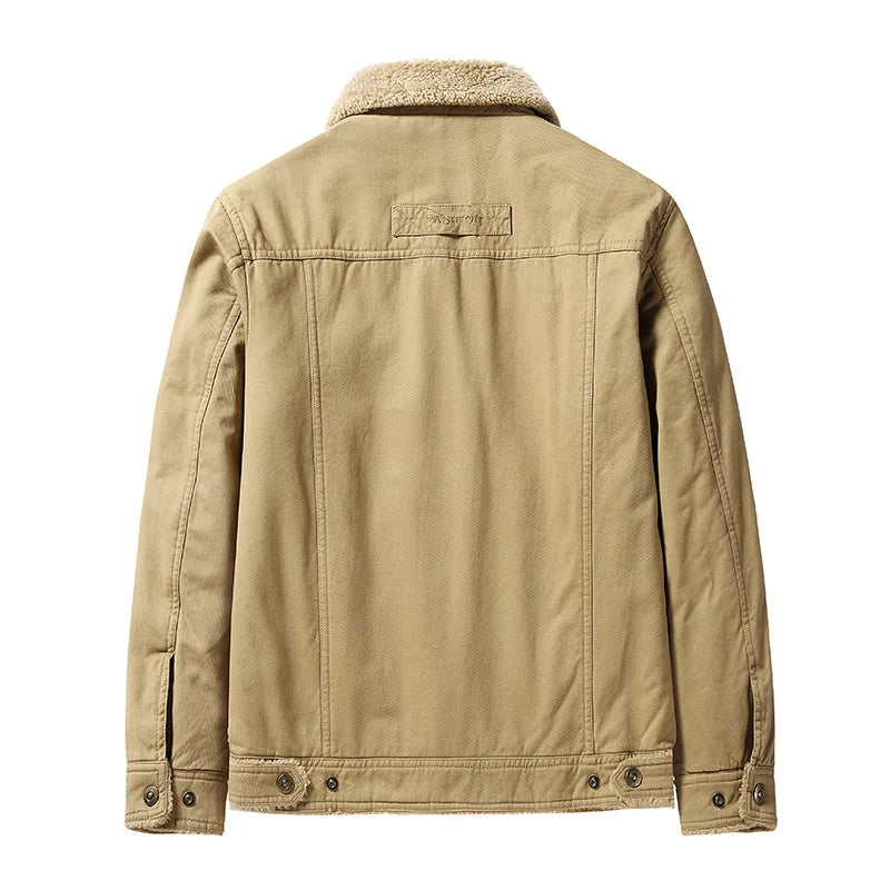 Emilio Men’s Sherpa Lined Jacket – Cotton Blend Utility Coat