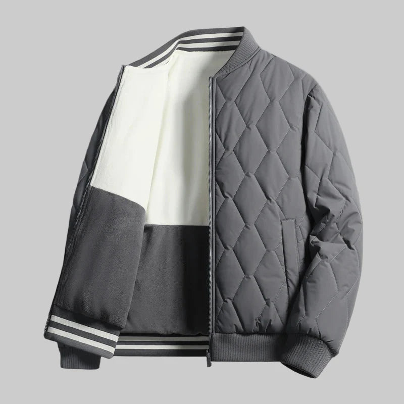 Álvaro Men’s Quilted Bomber Jacket – Contrast Panel Structured Fit Jacket