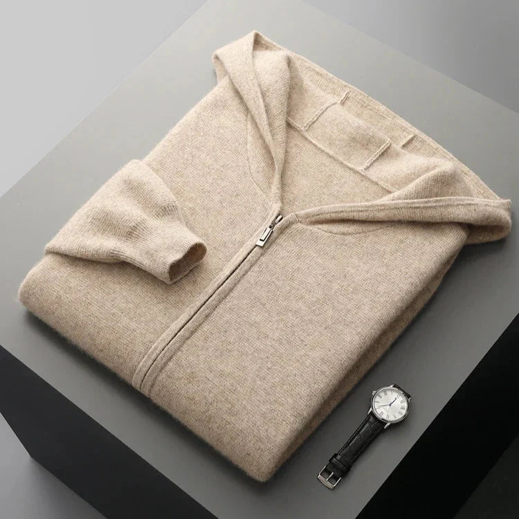 Tobias Men’s Cashmere Hooded Jacket – Lightweight Zip-Up Jacket