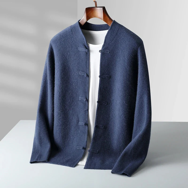 Houston Men’s Cardigan – Lightweight Stand-Collar Knit Sweater