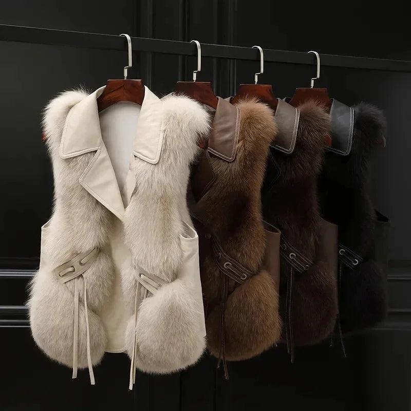 Giulia Women's Faux Fur Vest – Soft Plush Texture