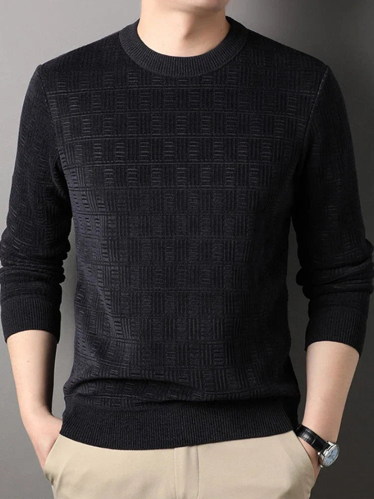 Fabio Men’s Knit Sweater – Soft Textured Crew Neck Jumper