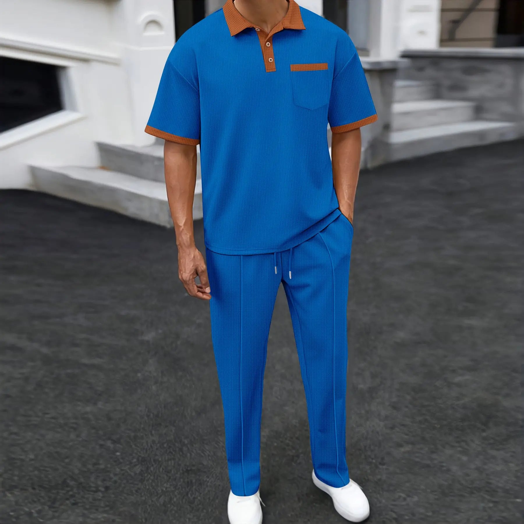 Lennox Short-Sleeve Men's Lounge Set – Soft Stretch Cotton with Relaxed Fit