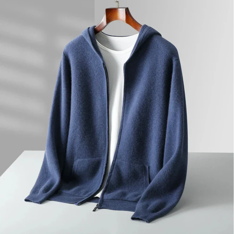 Tobias Men’s Cashmere Hooded Jacket – Lightweight Zip-Up Jacket