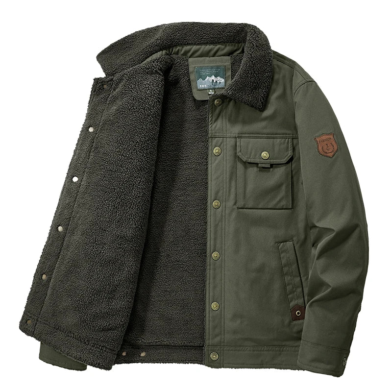 Emilio Men’s Sherpa Lined Jacket – Cotton Blend Utility Coat