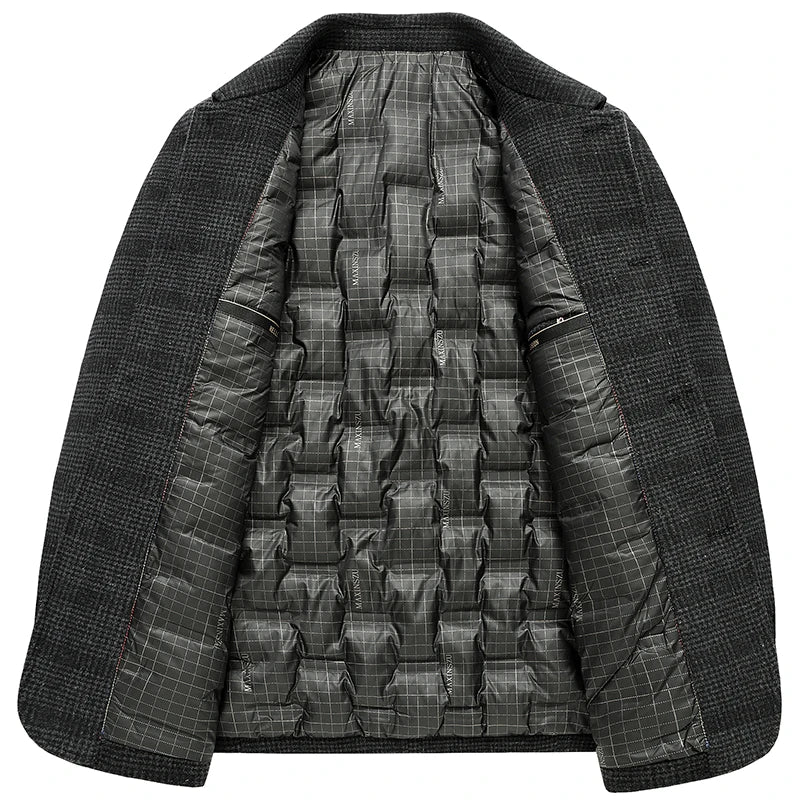 Dawson Men’s Wool Coat – Tailored Plaid Overcoat with Structured Shoulders
