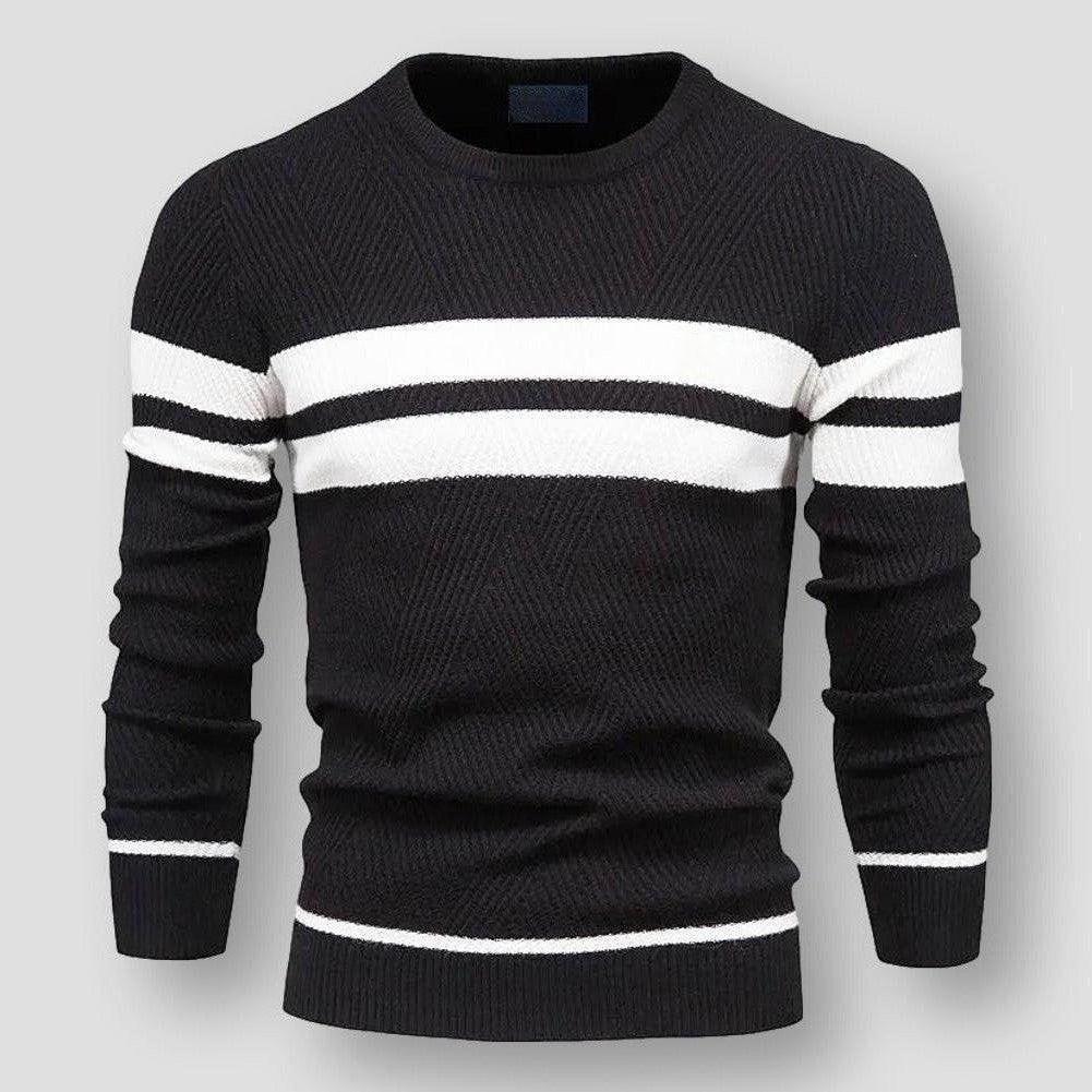 Lucio Men’s Cotton Blend Knit Sweater – Striped Pullover for Fall/Winter
