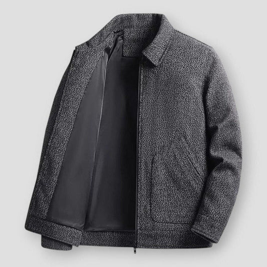 Darren Men’s Tweed Jacket – Polyester Blend Smart Casual Coat for Autumn & Winter