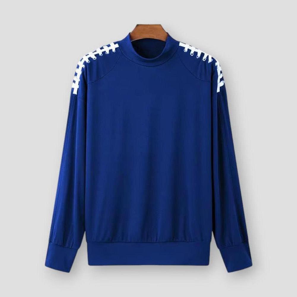 Terry Men's Pullover Sweater – Lace-Up Knit with Soft Drape