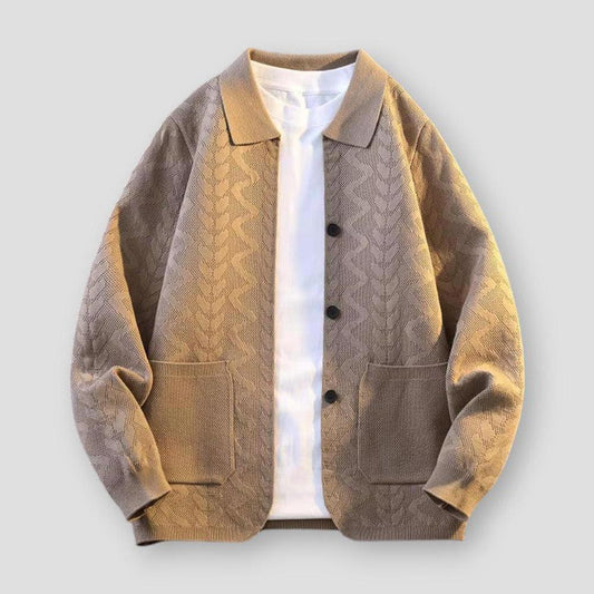 Elliot Men’s Cardigan– Soft Knit with Turn-Down Collar & Pockets