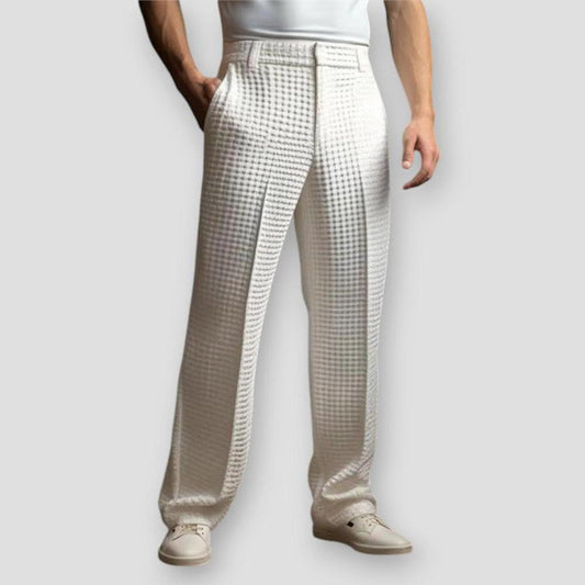 Naigar Men’s Trousers – Waffle Texture Polyester with Straight-Leg Business Fit