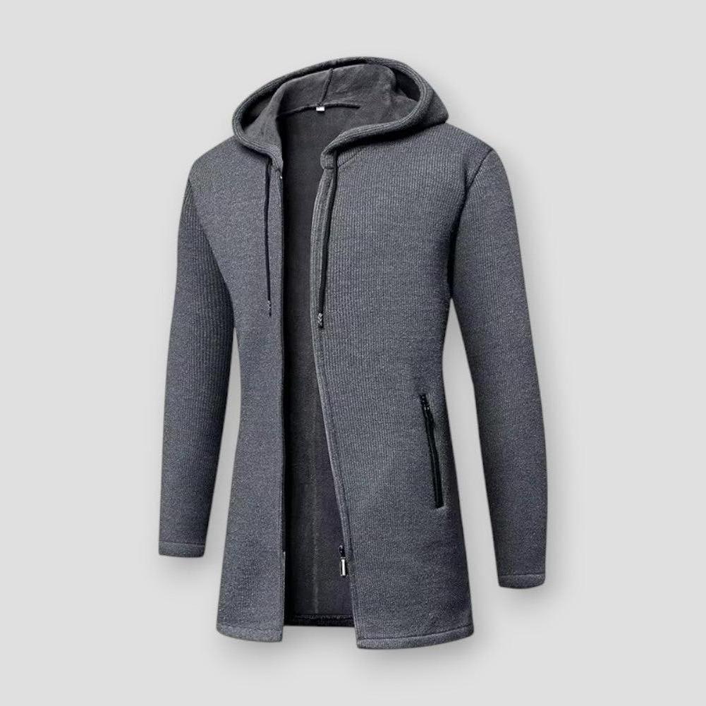 Lorenzo Hooded Men’s Cardigan – Cotton Blend Knit with Full-Zip Front