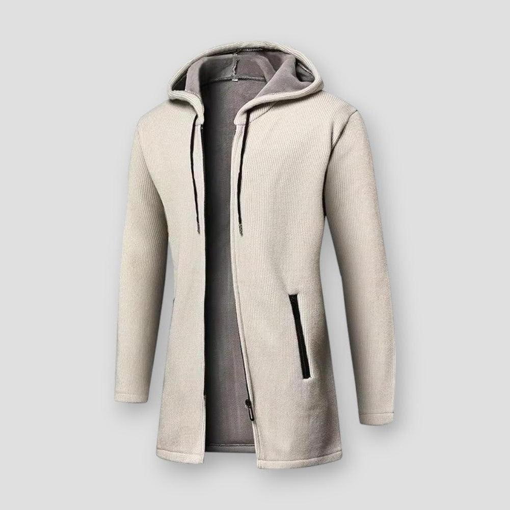 Lorenzo Hooded Men’s Cardigan – Cotton Blend Knit with Full-Zip Front