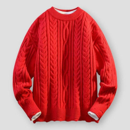Randy Men’s Cable Knit Sweater – Relaxed Fit Crew Neck with Timeless Texture