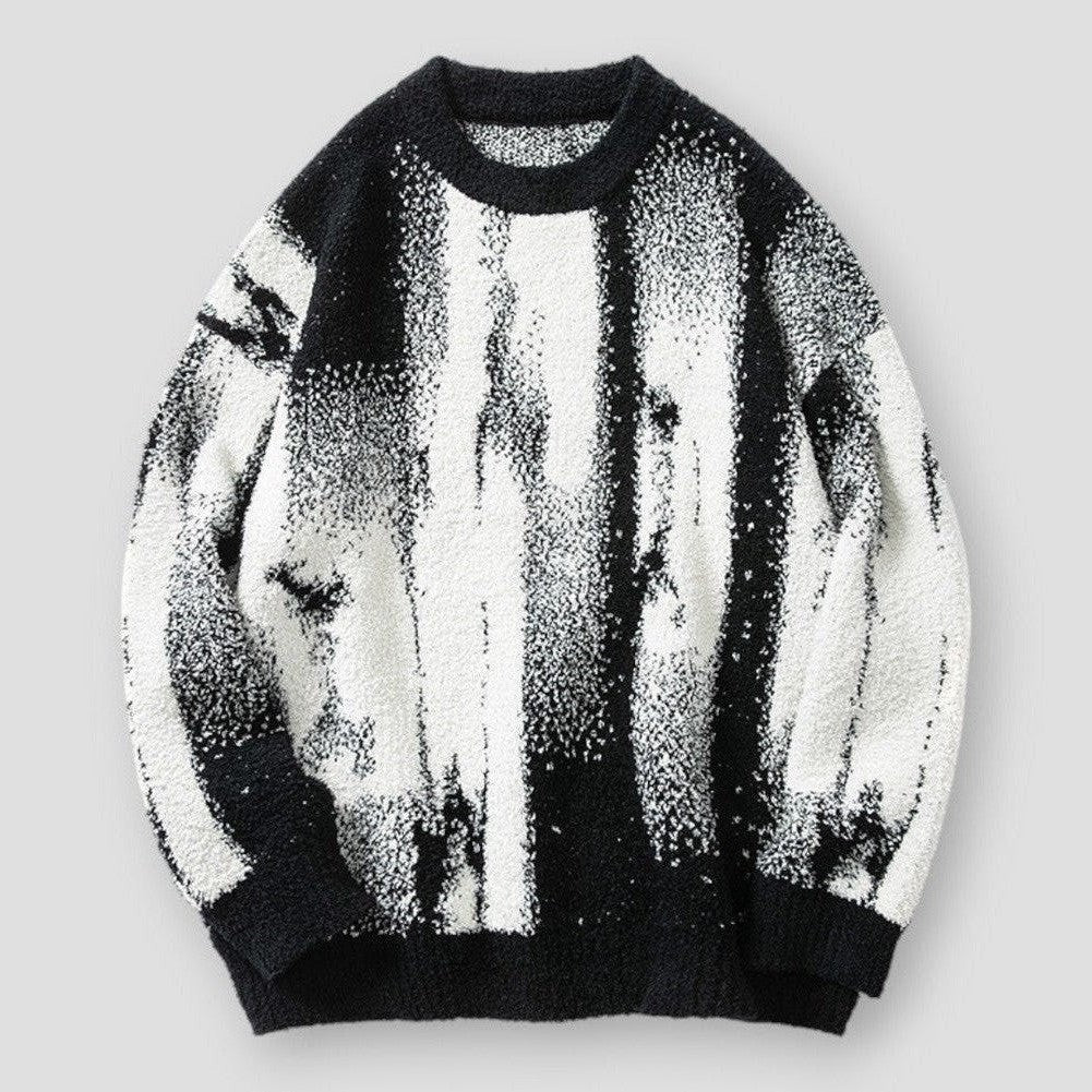 Malik Men’s Knit Sweater – Relaxed Fit Gradient Two-Tone Pullover