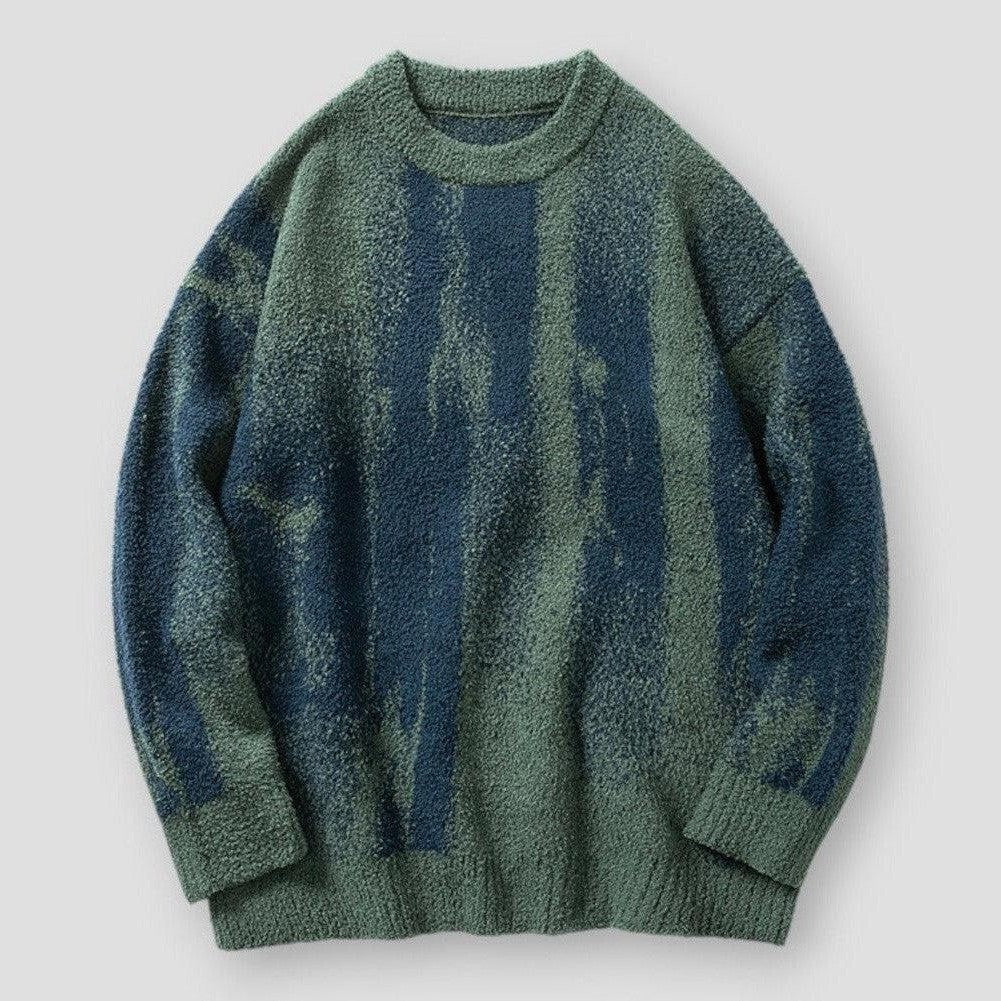 Malik Men’s Knit Sweater – Relaxed Fit Gradient Two-Tone Pullover