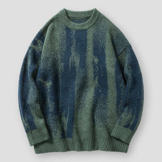 Malik Men’s Knit Sweater – Gradient Two-Tone Pullover with Relaxed Fit