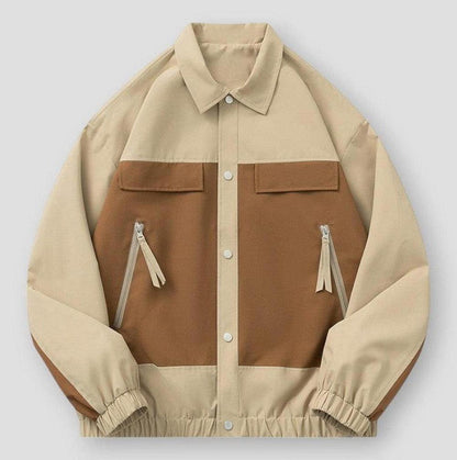 Harlan Men’s Oversized Jacket– Two-Tone Cotton Blend with Elastic Cuffs