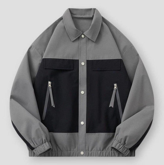 Harlan Men’s Oversized Jacket– Two-Tone Cotton Blend with Elastic Cuffs