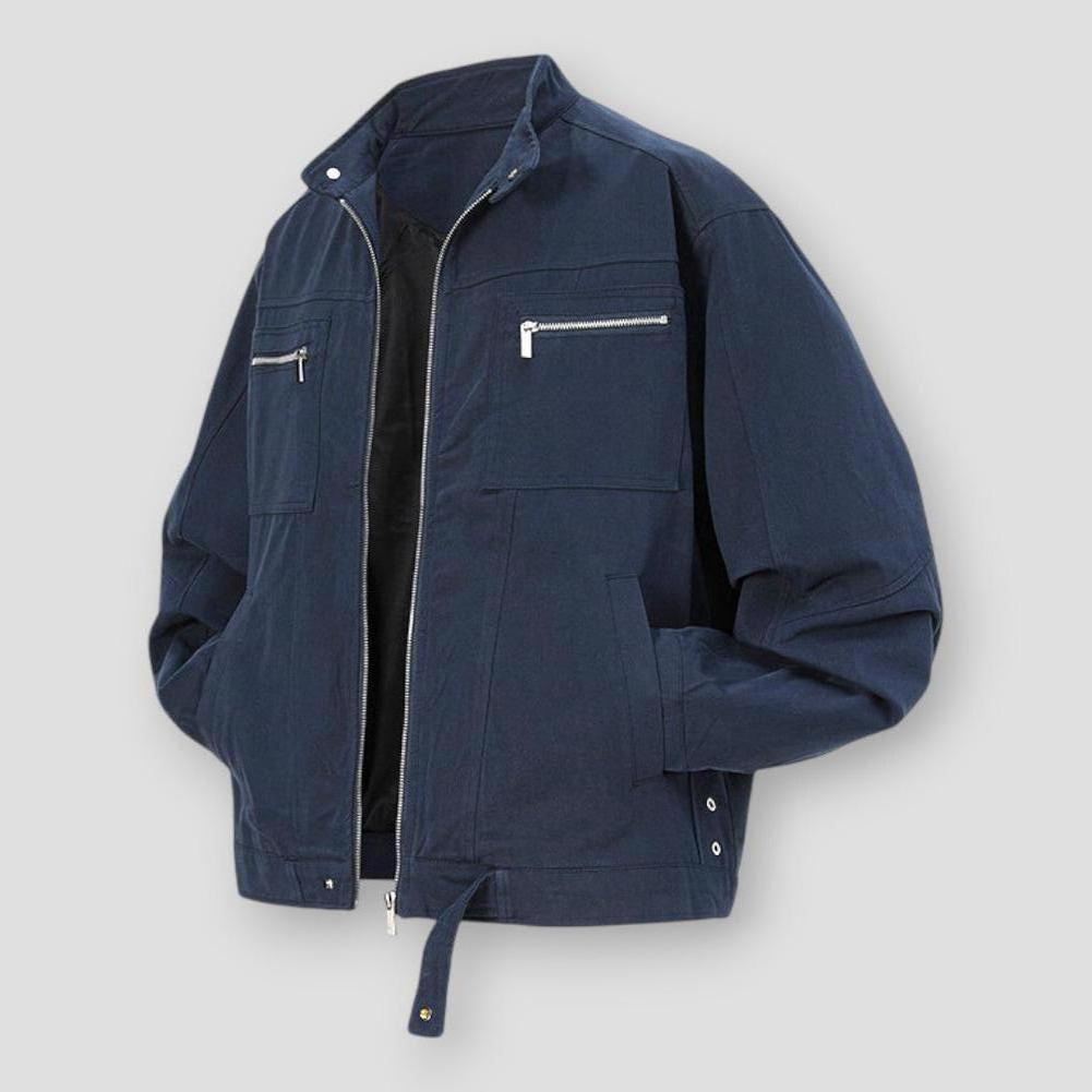 Lorenzo Cotton Stand Collar Men’s Jacket – Casual Fit with Zip Pockets