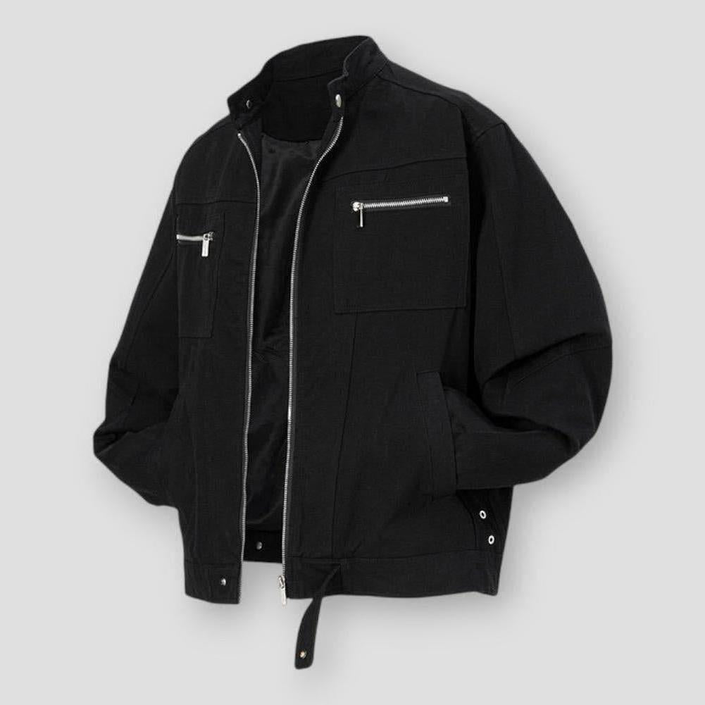 Lorenzo Cotton Stand Collar Men’s Jacket – Casual Fit with Zip Pockets