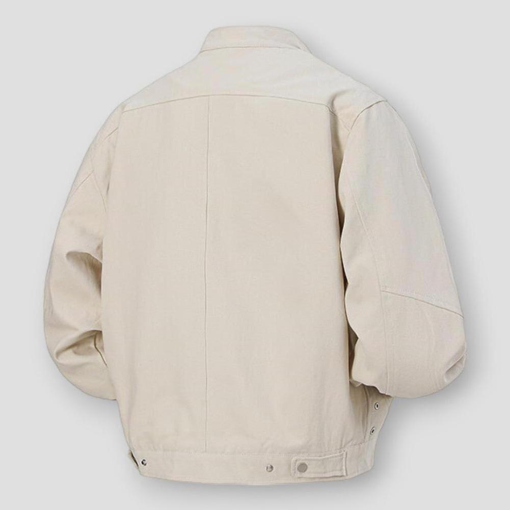 Lorenzo Cotton Stand Collar Men’s Jacket – Casual Fit with Zip Pockets