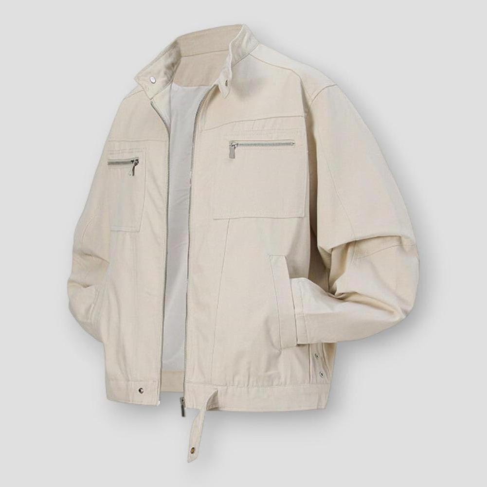 Lorenzo Cotton Stand Collar Men’s Jacket – Casual Fit with Zip Pockets