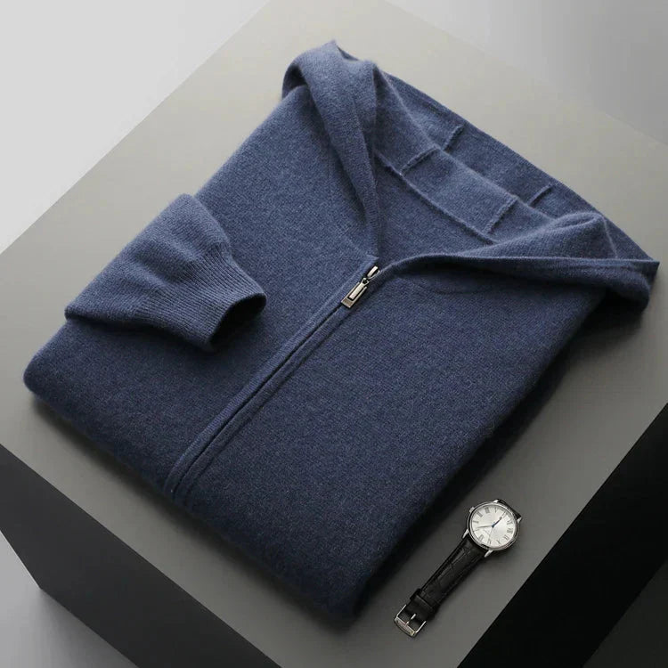Tobias Men’s Cashmere Hooded Jacket – Lightweight Zip-Up Jacket