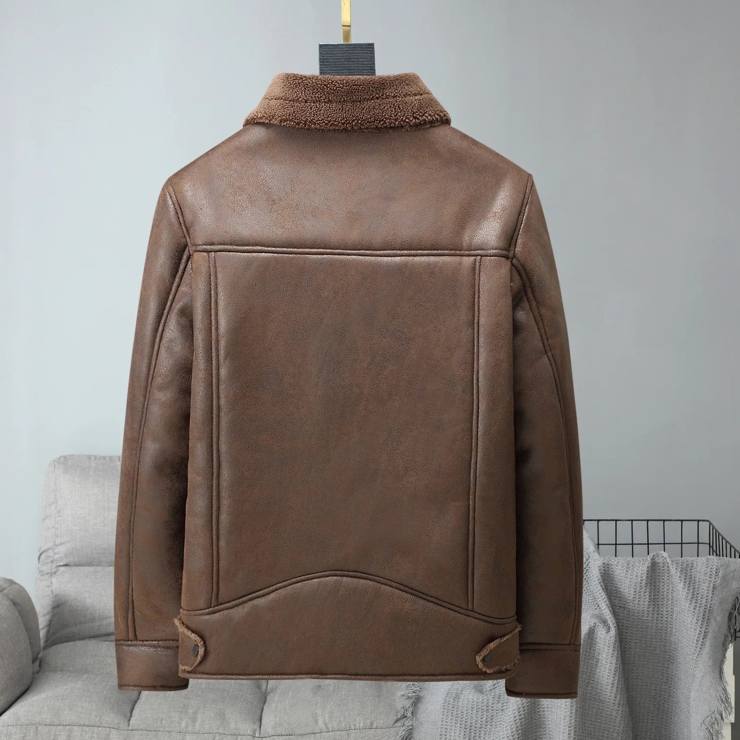 Maxwell Men’s Shearling Coat – Suede-Style Exterior with Full Winter Insulation