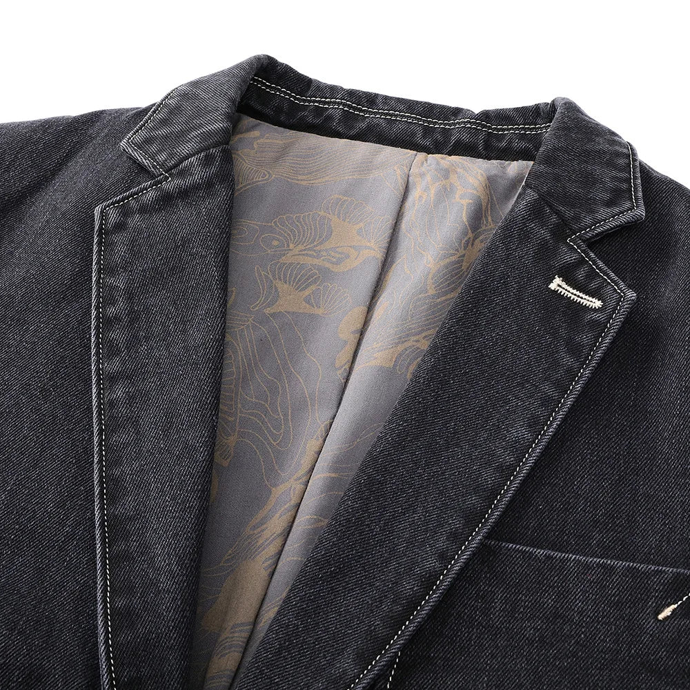 Harrison Men’s Denim Jacket – Vintage Wash Cotton with Double-Breasted Front