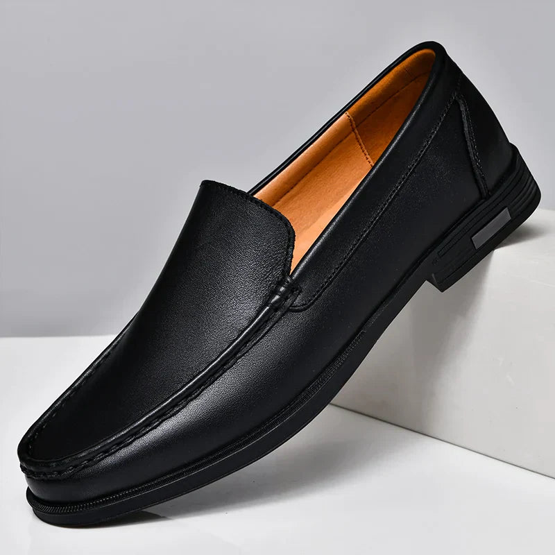 Davide Men’s Leather Loafers – Genuine Leather Slip-On Shoes with Cushioned Insole