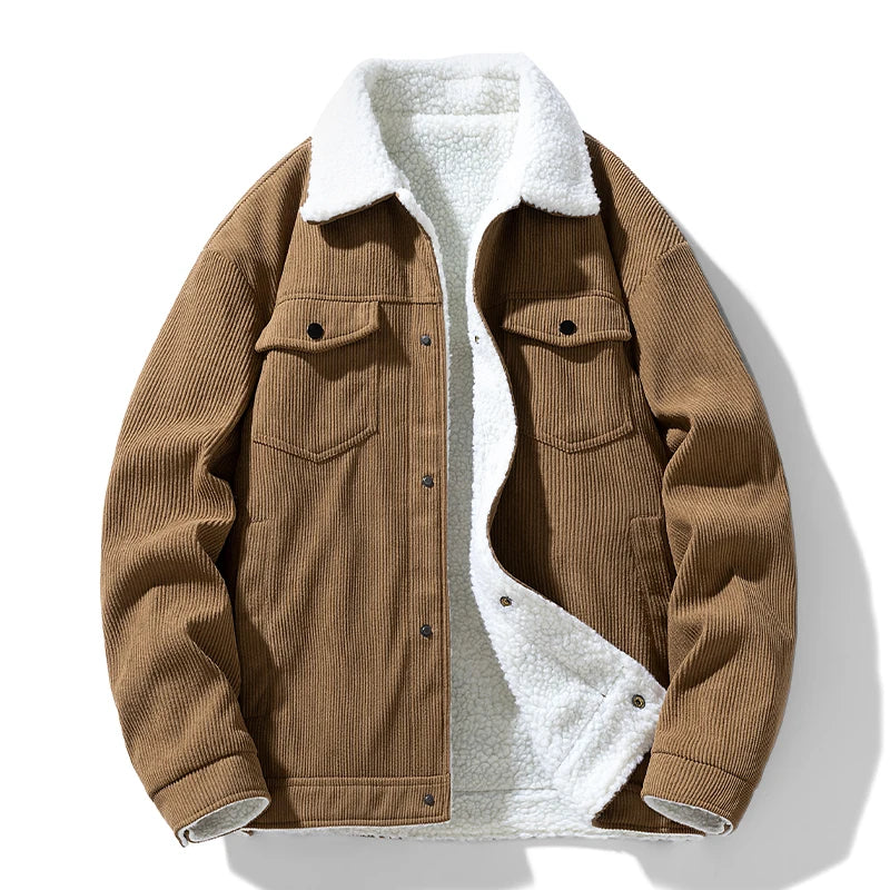 Jayson Men’s Cotton Jacket – Sherpa Lined & Corduroy Finish