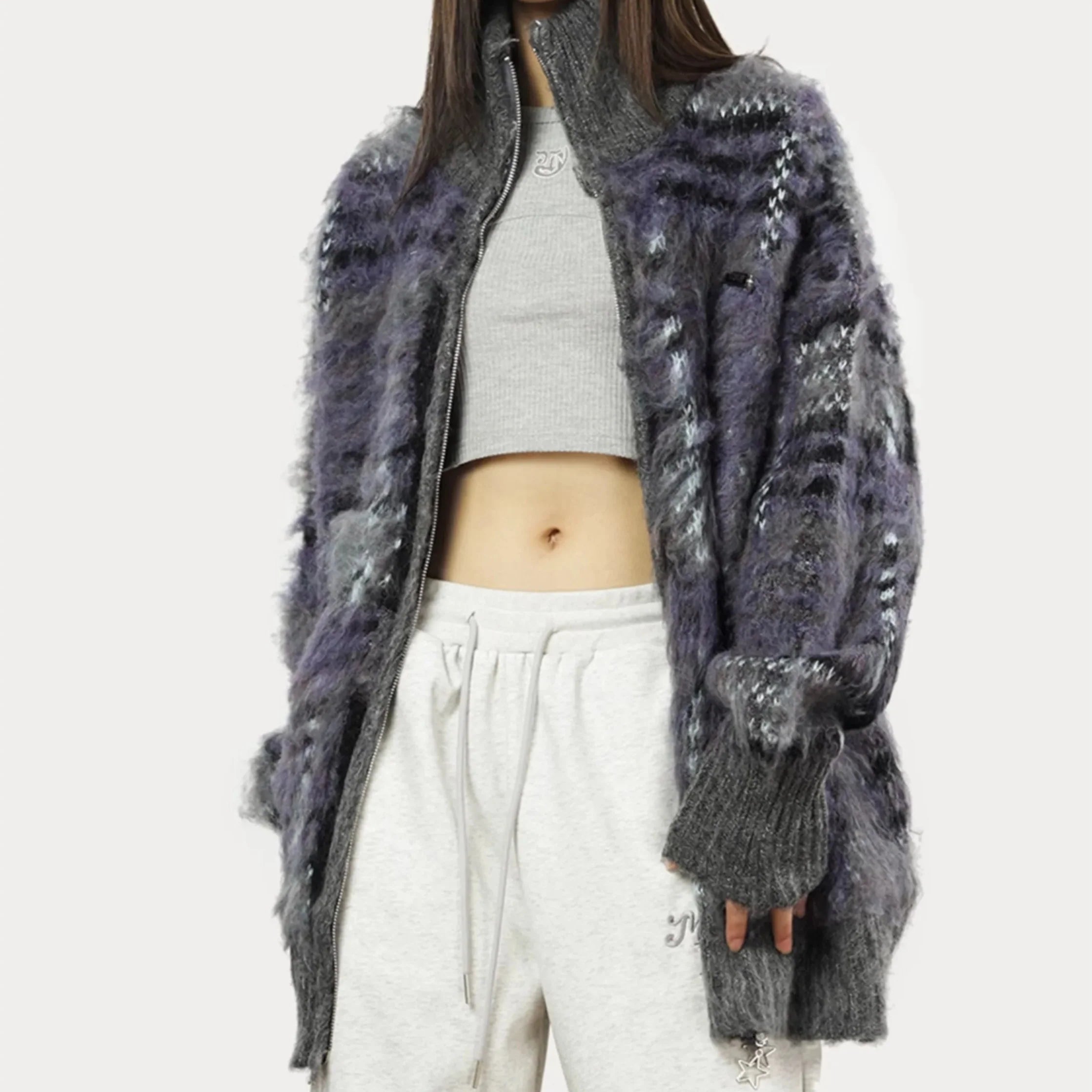 Harper Women’s Knit Sweater – Relaxed Fit Soft Fluffy Plaid Sweater