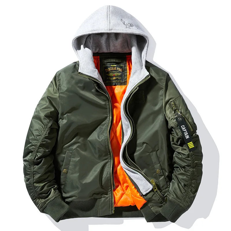Hamilton Men’s Bomber Jacket – Padded Cotton Military-Style Hoodie